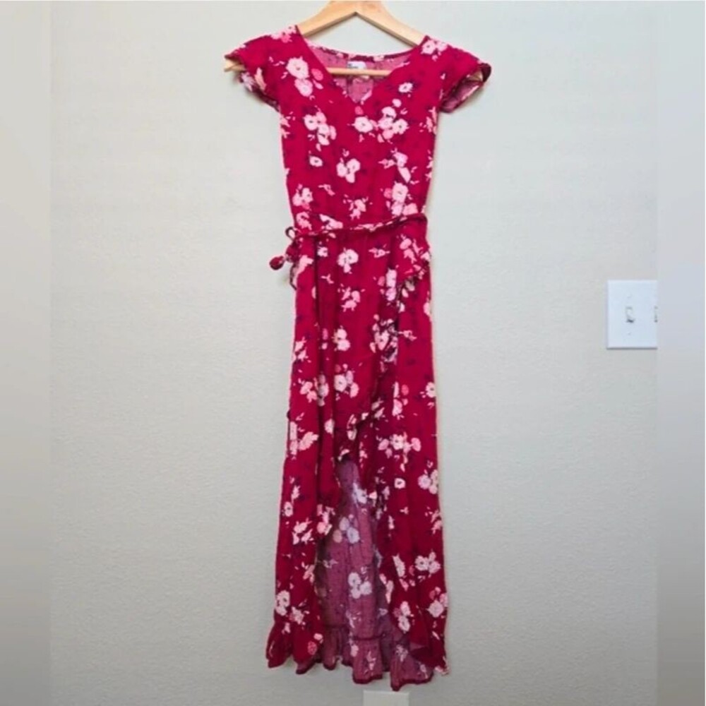 Floral burgundy midi dress girls size large